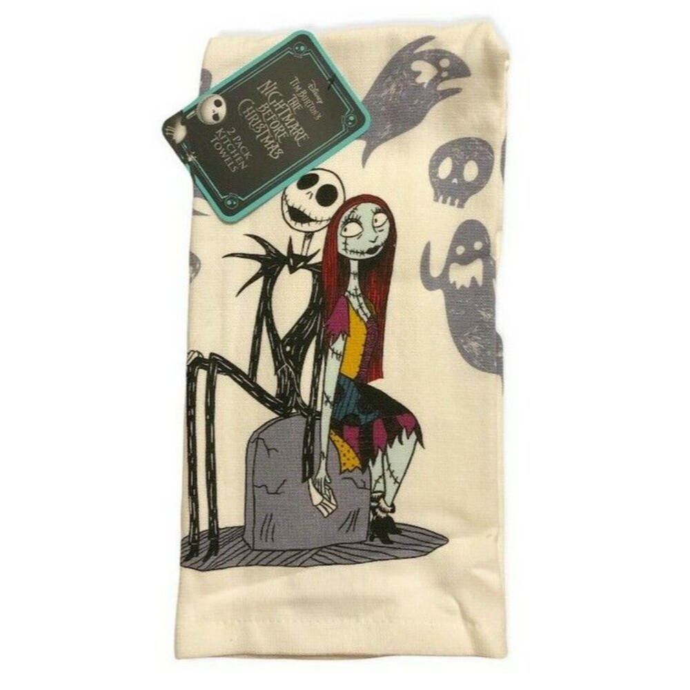 Halloween Disney Jack & Sally Dish Towels Nightmare Before Christmas Set of 2